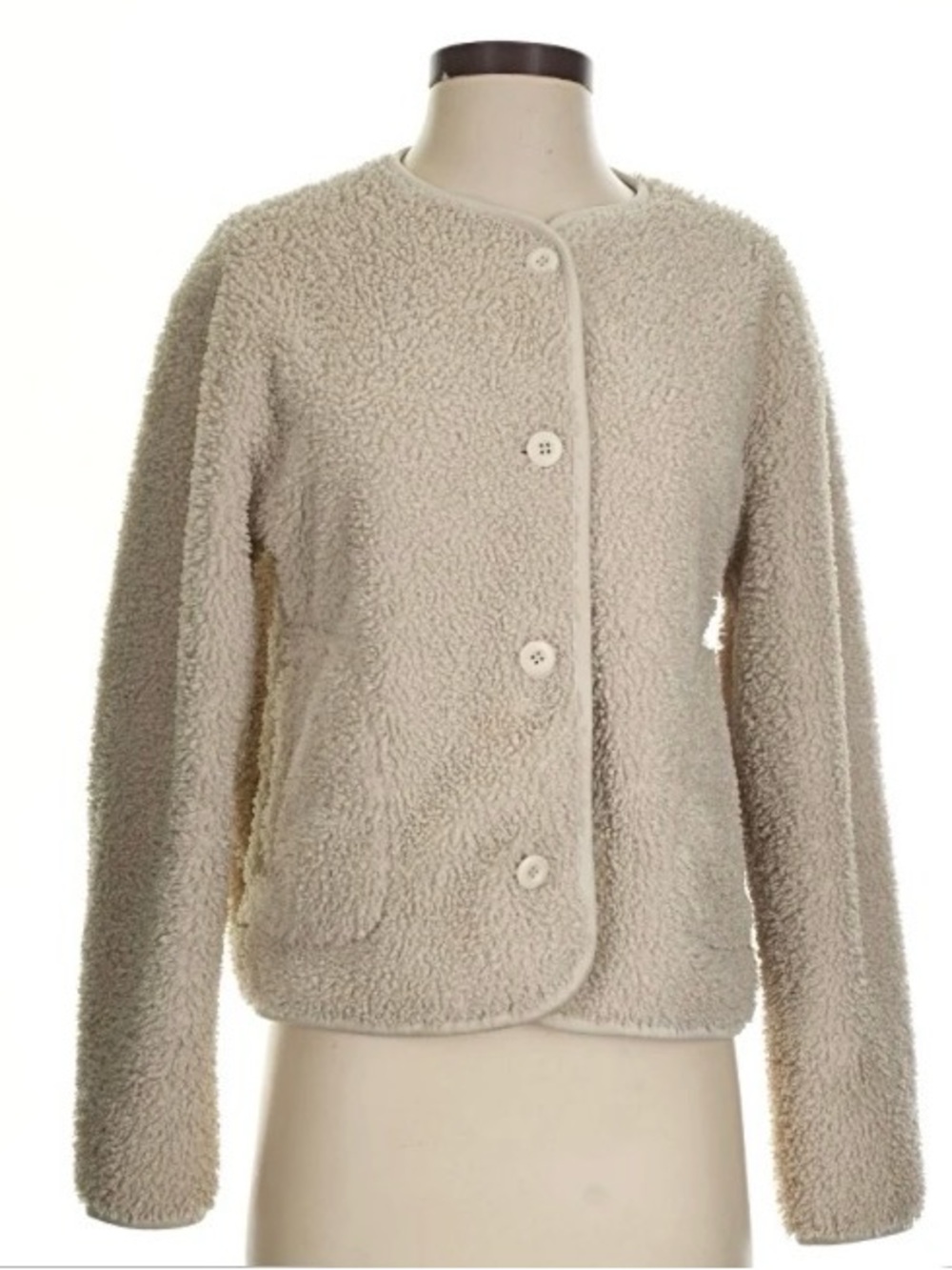 Uniqlo Cream Sherpa Button-Up Jacket